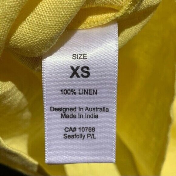 🌻Seafolly Brightfolk Yellow Embroidered Linen Top Size XS/S {NEW WITH TAGS!}. - Picture 8 of 10